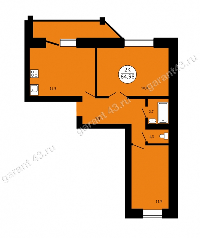 планировка квартиры 65 м2